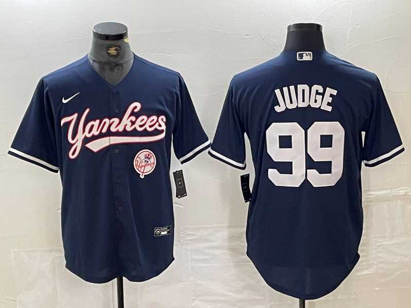Mens New York Yankees #99 Aaron Judge Navy With Patch Cool Base Stitched Baseball Jersey->new york yankees->MLB Jersey